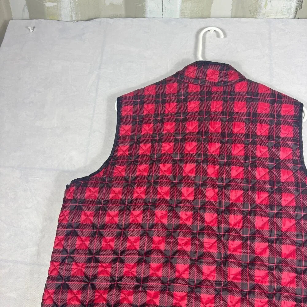 Karen Scott Sport‎ Quilted Puffer Vest Womens Red Black Buffalo Plaid Size 2X